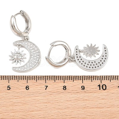 Brass Micro Pave Cubic Zirconia Hoop Dangle Earrings KK-CBA8324-05B-P-1