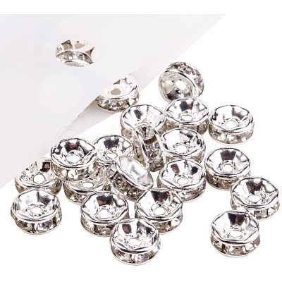 Silver Plated Brass Middle East Rhinestone Spacer Beads RB-PH0001-07S-NF-1