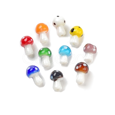 Mushroom Handmade Lampwork Beads Strands LAMP-R116-03-1