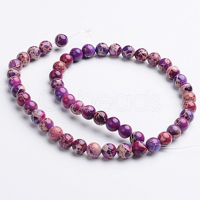 Dyed & Heated Natural Imperial Jasper Round Bead Strands X-G-M274-03-10mm-1