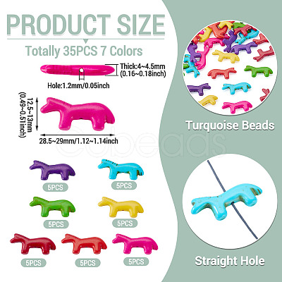 35Pcs 7 Colors Synthetic Turquoise Beads G-TA0003-27-1