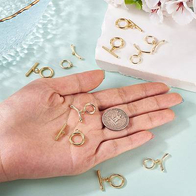 10Pcs 2 Styles Brass Toggle Clasps FIND-TA0008-44C-1
