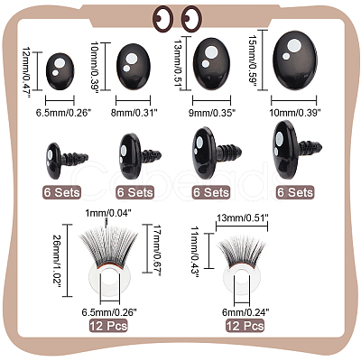 PandaHall Elite 24 Set 4 Style Oval Plastic Craft Safety Screw Noses DOLL-PH0001-43-1