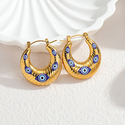304 Stainless Steel Enamel Hoop Earrings WG83717-02-1