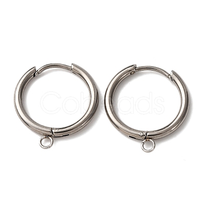 201 Stainless Steel Hoop Earring Findings STAS-D379-05B-P-1