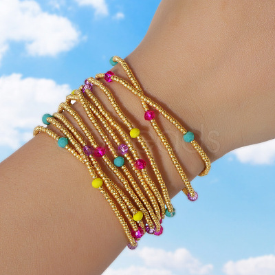 3Pcs 3 Styles Bohemian Glass Seed Beads Stretch Bracelet for Women LN2670-1-1