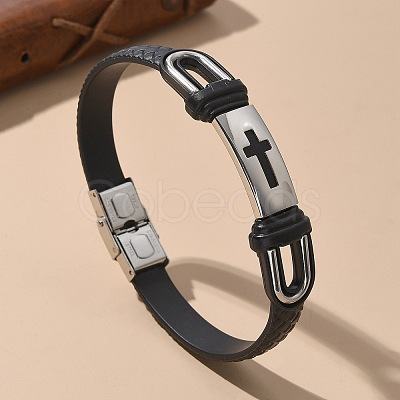 PU Leather Braided Cord Bracelets BJEW-E324-C19-1