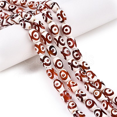 Natural Tibetan Agate 3-Eye Beads Strands G-T138-195B-1