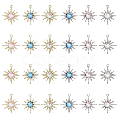 24Pcs 6 Styles Rack Plating Alloy Pendants FIND-CA0008-01-1