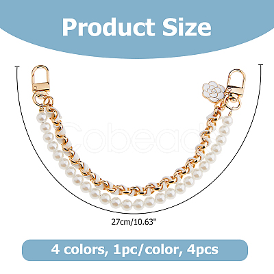 4Pcs 4 Colors ABS & Iron & Alloy & PU Leather Handbag Chain Straps FIND-HS0001-36B-1