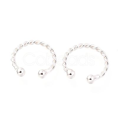 Rhodium Plated 925 Sterling Silver Cuff Earrings EJEW-H124-10P-1