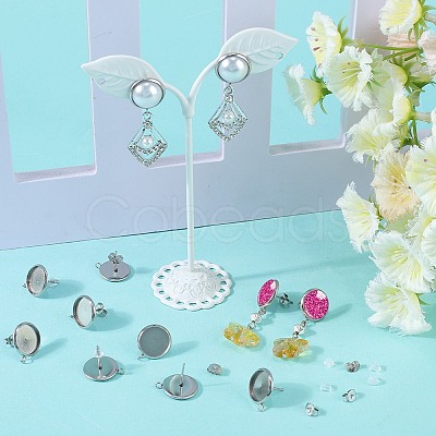 202 Stainless Steel Stud Earring Settings STAS-SP0001-91C-1