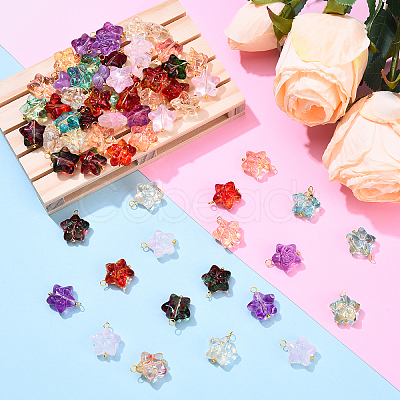 10Pcs Star with Bowknot Glass Pendants PALLOY-YW00059-01-1