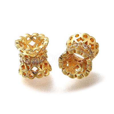 Rack Plating Brass Micro Pave Cubic Zirconia Connector Charms KK-M313-06G-1
