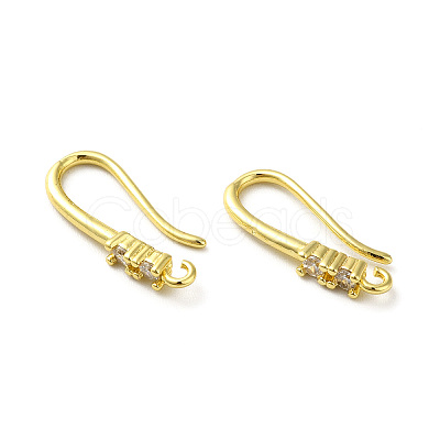 Brass Micro Pave Clear Cubic Zirconia Earring Hooks ZIRC-R112-10G-1