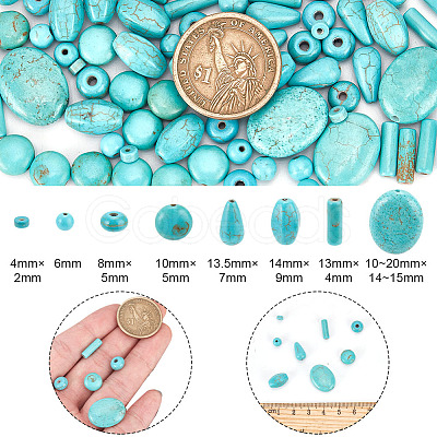 185Pcs 8 Styles Synthetic Turquoise Dyed Beads Strands TURQ-AR0001-37-1