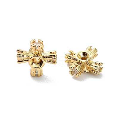 Rack Plating Brass Micro Pave Clear Cubic Zirconia Beads KK-U014-10A-G-1