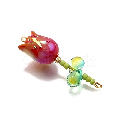 UV Plated Acrylic Flower Links Connector Charms PALLOY-TA00272-1