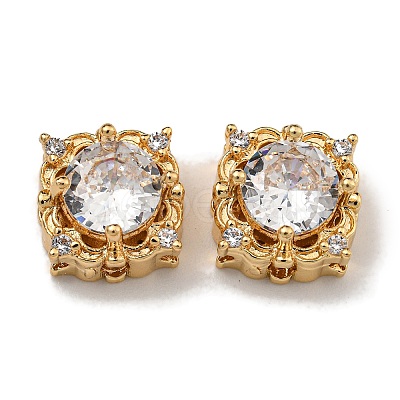 Brass Micro Pave Cubic Zirconia Beads KK-U037-05G-02-1