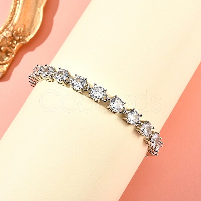 Brass Micro Pave Clear Cubic Zirconia Bracelets BJEW-D333-01P-1