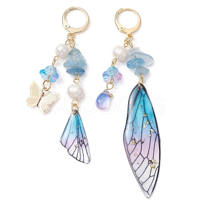 Natural Aquamarine Leverback Earrings EJEW-TA00591-02-1