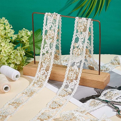 Flower Pattern Lace Embroidery Organza Trimming OCOR-FG0001-30-1