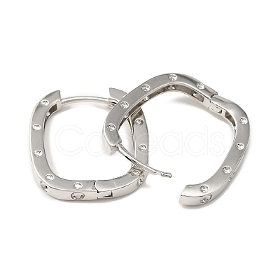 Brass Oval with Polka Dot Hoop Earrings for Woman EJEW-F314-02B-P-1