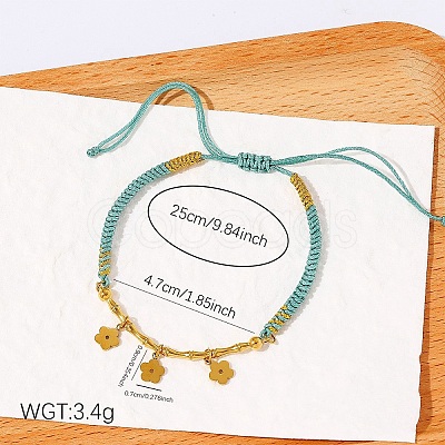 Boho 304 Stainless Steel Charm Braided Cotton Cord Adjustable Bracelets WG43BF0-03-1