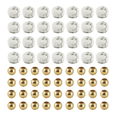 50Pcs Natural Howlite Beads G-TAD0001-09-1