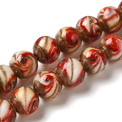 Gold Sand Lampwork Beads Strands LAMP-E036-06C-1