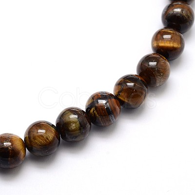 Natural Grade AB Tiger Eye Round Beads Strands G-O047-02-8mm-1