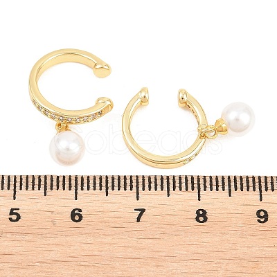 Round Brass Micro Pave Clear Cubic Zirconia Cuff Earrings EJEW-Z164-02G-1