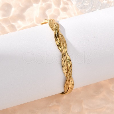 304 Stainless Steel Twist Rope Chain Bracelet for Men Women BJEW-P284-02G-1