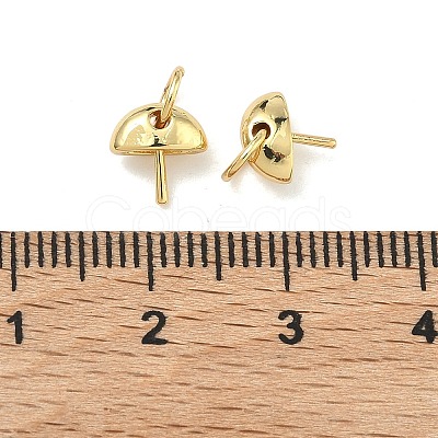 Half Round Brass Cup Pearl Peg Bails Pin Pendants KK-G555-08G-1