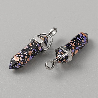 Synthetic Gemstone Double Terminal Pointed Pendants G-WH0016-37H-1
