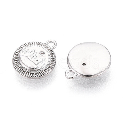 Brass Micro Pave Clear Cubic Zirconia Charms KK-N267-15P-1