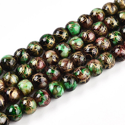 Baking Paint Glass Beads Strands DGLA-N003-6mm-B07-1