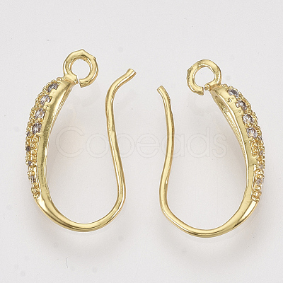 Brass Micro Pave Cubic Zirconia Earring Hooks ZIRC-Q022-035G-NF-1