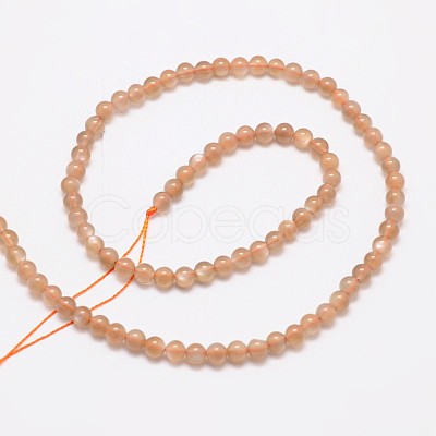 Natural Peach Moonstonee Beads Strands G-L425-25-4mm-1