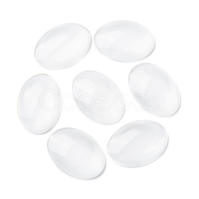 Transparent Oval Glass Cabochons GGLA-R022-35x25-1