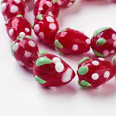 Handmade Lampwork 3D Strawberry Beads LAMP-R109A-15-1