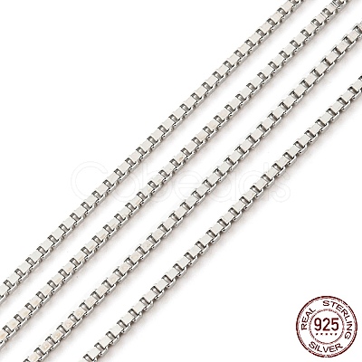 Anti-Tarnish Rhodium Plated 925 Sterling Silver Box Chains STER-F052-09P-1