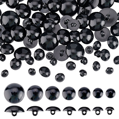 210Pcs 7 Style 1-Hole Plastic Buttons BUTT-AR0001-08-1