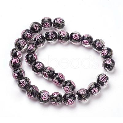 Handmade Gold Sand Lampwork Beads Strands LAMP-L072-G02-1
