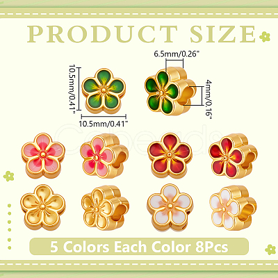 40Pcs 5 Colors Alloy European Beads FIND-WR0012-38-1