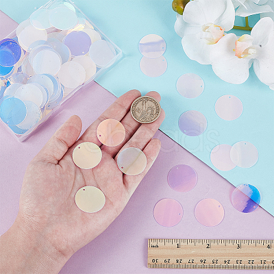 Iridescent PVC Paillette/Sequins Pendants PVC-PH0001-38B-1