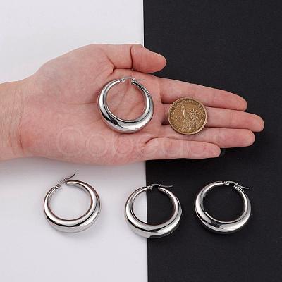 Tarnish Resistant Ring 304 Stainless Steel Hoop Earrings EJEW-O032-02P-1