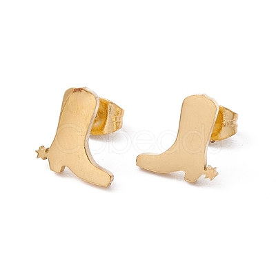 304 Stainless Steel Boot Shape Stud Earrings for Men Women EJEW-E163-11G-1