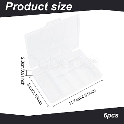 6Pcs Rectangle Polypropylene(PP) Bead Storage Container CON-AN0001-01-1
