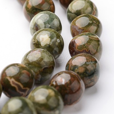 Round Natural Rhyolite Jasper Bead Strands G-J346-28-8mm-1